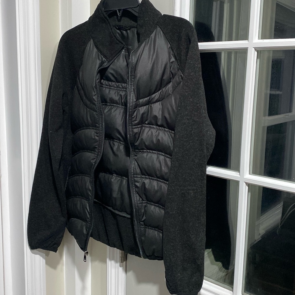 London Fog Fleece Sleeves Down Body Puffer Jacket